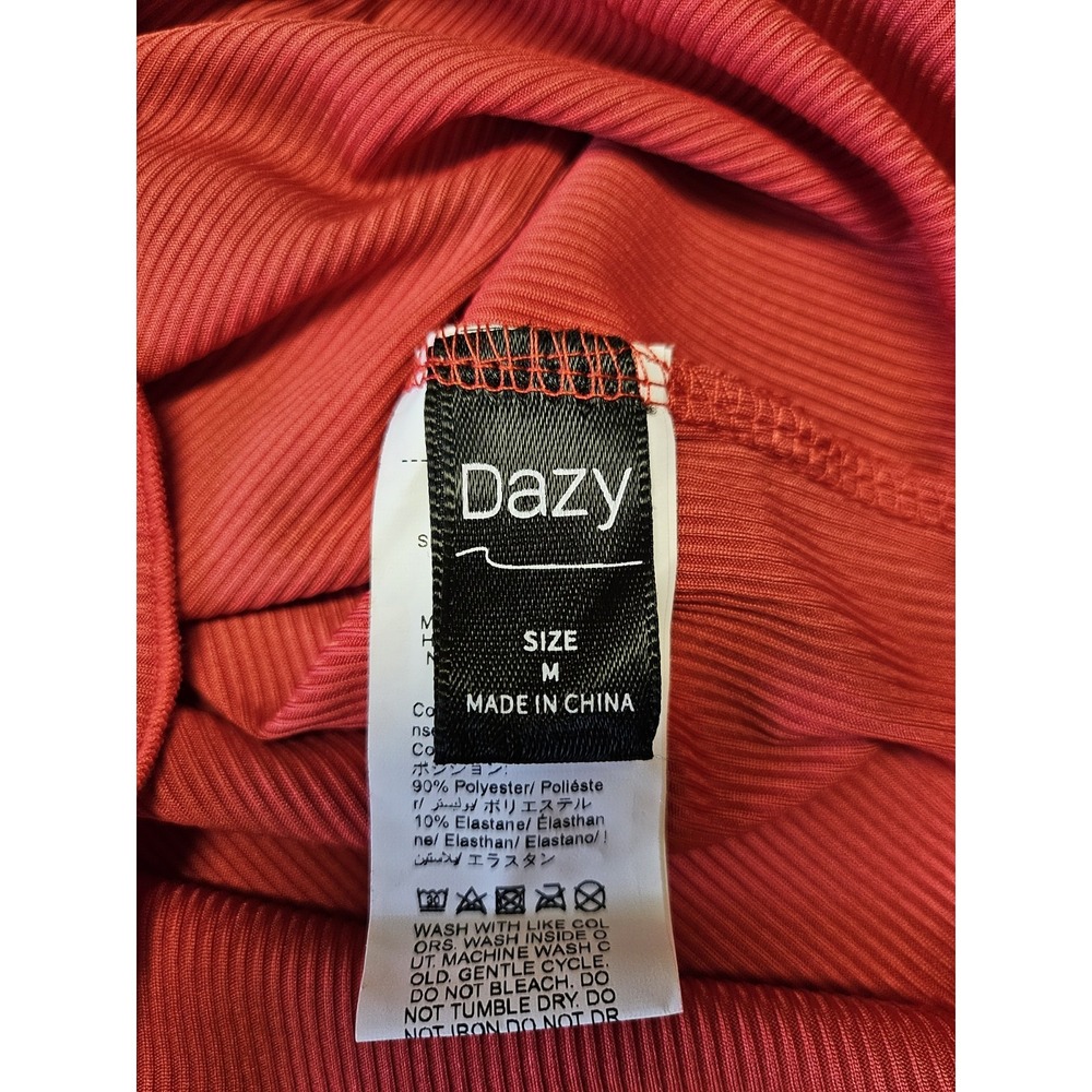 Dazy Red Lace Trim Cap Sleeve Ribbed Knit Bodycon Top Size M Y2K Vampire Diaries - Picture 5 of 6